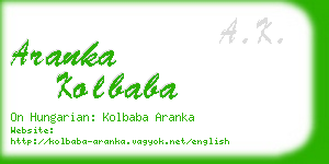 aranka kolbaba business card